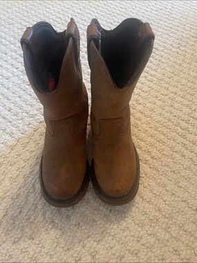 Boys Rocky Brown Leather Work Boots size 13.5
